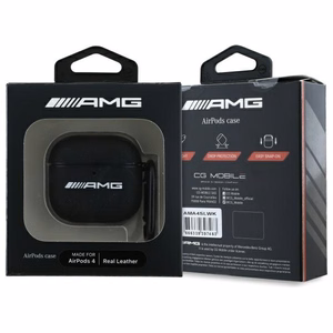 AMG Nahkainen White Logo Suojakuori AirPods 4:lle - musta / valkoinen