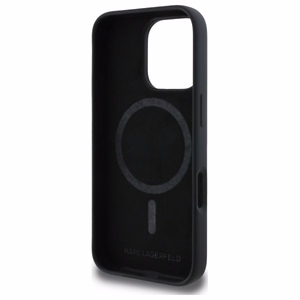 Karl Lagerfeld Silikoninen Heads Print MagSafe Suojakuori iPhone 16 Pro Max:lle - Musta