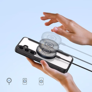 Dux Ducis Skin X Pro -suojakuori Samsung S24+:lle magneettisormuksella ja läpällä - musta