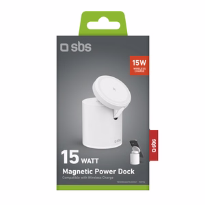 SBS 2-in-1 Langaton magneettinen latausteline - valkoinen