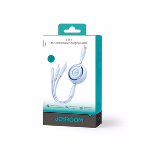 Joyroom Colorful Series S-A40 Kaapeli sisäänvedettävä 3in1 USB-A - USB-C / Lightning / Micro USB 1m - sininen