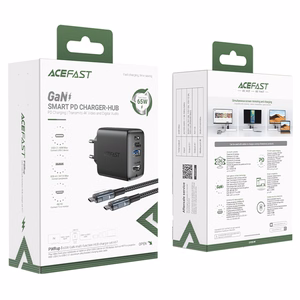 Acefast 2in1 laturi GaN 65W USB Type C / USB, HDMI 4K 60Hz sovitin (setti kaapelilla) musta (A17 black)
