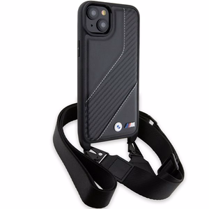 BMW M Edition Carbon Stripe & Hihna Suojakuori iPhone 15 Plus / 14 Plus:lle - musta
