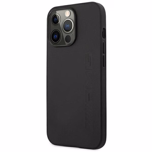 AMG AMHCP14LDOLBK iPhone 14 Pro 6.1 "musta / musta kovakotelo Nahka Hot Stamped