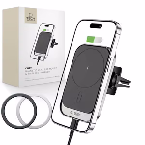 Tech-Protect CW19 MagSafe magneettinen auton teline 15W induktiivisella laturilla ilmanvaihtoaukkoon - musta