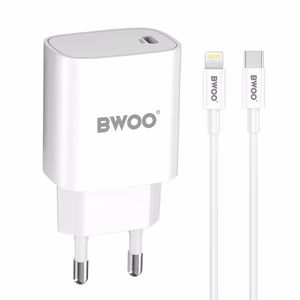 BWOO CDA159 PD seinälaturi 20W 1x USB-C + Lightning valkoinen