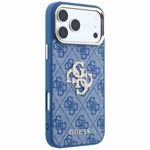 Guess 4G & Big Strass Logo -suojakuori iPhone 18 Pro / 17 Pro -malleille, sininen