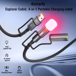 4in1 USB-C kaapeliasetti Explorer 60W 1m musta