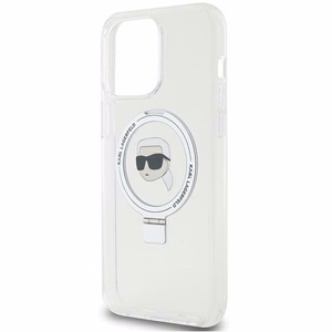 Karl Lagerfeld KLHMP15XHMRSKHH iPhone 15 Pro Max 6.7 valkoinen/valkoinen kovakuori Ring Stand Karl Head MagSafe
