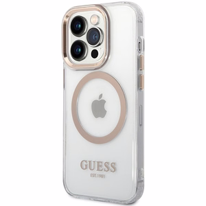 Guess Metal Outline MagSafe Suojakuori iPhone 15 Pro:lle - kultainen