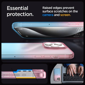 Spigen Liquid Crystal iPhone 15 Pro Suojakuori - Vaaleanpunainen/Sininen