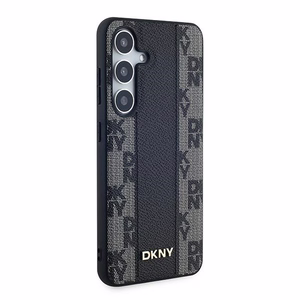 DKNY Nahkainen Checkered Mono Pattern MagSafe Suojakuori Samsung Galaxy S24:lle - Musta