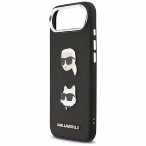 Karl Lagerfeld FW Grained Karl & Choupette Heads Pins & Logo suojakuori iPhone Air:lle musta
