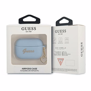Guess GUAPLSCHSB AirPods Pro cover blue/blue Silicone Charm Heart Collection