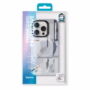 Benks Magnetic Mecha Series Case for Iphone 15 Pro white