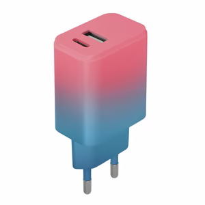 Setty laturi USB + USB-C 20W LSIG-AC-20 pinkki-turkoosi liukuväri