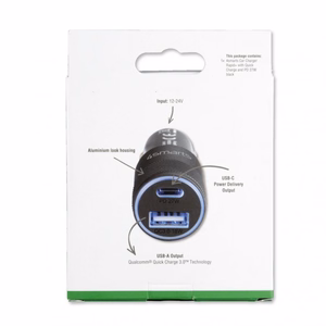 Autolaturi Rapid+ 27W Quick Chargella, harmaa / musta