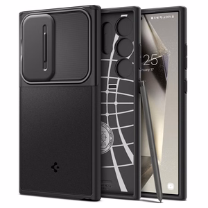 Spigen Optik Armor suojakuori Samsung Galaxy S24 Ultra:lle musta