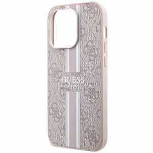 Guess 4G Printed Stripes MagSafe -suojakuori iPhone 15 Prolle - vaaleanpunainen