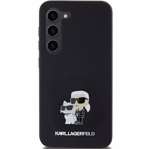 Karl Lagerfeld Silikoninen Karl & Choupette Metal Pin Suojakuori Samsung Galaxy S24:lle - musta