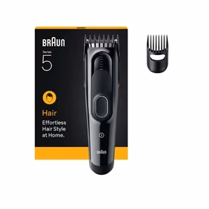 Braun Hair Clipper Series 5 HC5510 – akkukäyttöinen hiustenleikkuukone, 9 pituusasetusta, musta