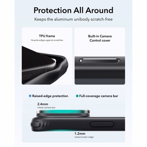 ESR Classic Hybrid Kickstand MagSafe suojakuori malleille iPhone 18 Pro / 17 Pro, läpinäkyvä musta