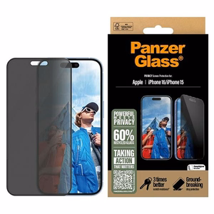 PanzerGlass Privacy näytönsuoja iPhone 16 6.1' Ultra-Wide Fit P2861