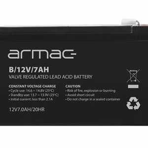Armac B/12V/7Ah – yleiskäyttöinen 12 V geeliakku UPS-järjestelmille, 7 Ah