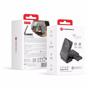 Langaton laturi Forcell F-Energy 3in1 Flex Pro Qi2 yhteensopiva MagSafe-n kanssa (F-05) hopeinen