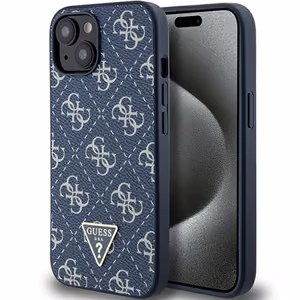 Guess 4G Triangle Metal Logo suojakuori iPhone 15 Plus / 14 Plus:lle - sininen