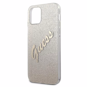 Guess GUHCP12SPCUGLSGO iPhone 12 mini 5.4" kultainen/kultainen kovakotelo Glitter Gradientti Script