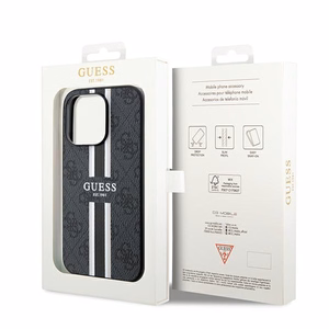 Guess 4G Printed Stripes MagSafe suojakuori iPhone 15 Pro Max:lle - musta