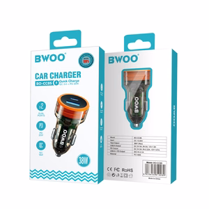 BWOO PD autolaturi 1x USB-C - USB-A 38W läpinäkyvä