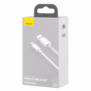 Baseus Simple Wisdom Data Kaapeli Kit USB to Lightning 2.4A (2PCS/Set) 1.5m valkoinen