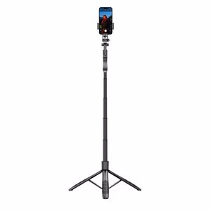 Crong SelfieGo Ultra alumiininen Bluetooth-selfiekeppi ja kolmijalka, musta