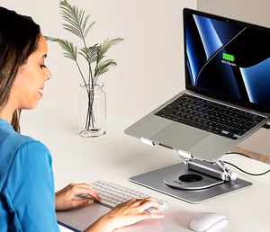 Säädettävä kannettavan tietokoneen teline + USB-C HDMI -hubi Unitek D1109B01 PD 100 W