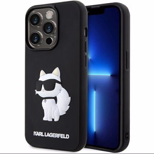 Karl Lagerfeld KLHCP14L3DRKHNK iPhone 14 Pro 6.1 musta/musta suojakuori Rubber Choupette 3D