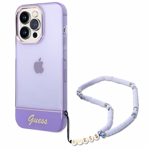 Guess GUHCP14XHGCOHU iPhone 14 Pro Max 6.7" violetti/violetti kovakotelo läpikuultava helmi hihna