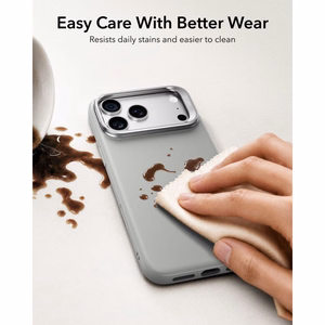 ESR Leather -suojakuori laitteelle iPhone 18 Pro Max / 17 Pro Max, tuella, MagSafe-yhteensopiva – harmaa