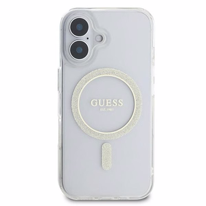Guess IML Glitter Circle MagSafe Suojakuori iPhone 16:lle - läpinäkyvä