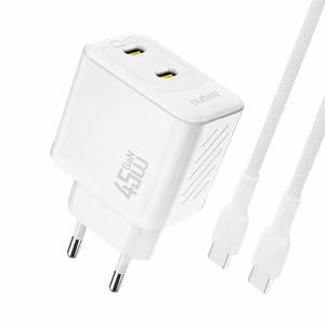 Dudao A28PCEU PD 45W GaN 2xUSB-C seinälaturi USB-C kaapelilla - valkoinen