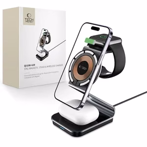 Tech-Protect QI15W-A29 3-in-1 induktiivinen laturi MagSafella älypuhelimelle / Apple Watch / AirPods - musta