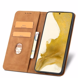 Magnet Fancy Suojakuori Samsung Galaxy S23+:lle lompakkokotelo jalustalla ruskea