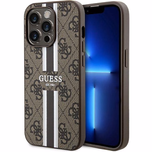 Guess 4G Printed Stripes MagSafe Suojakuori iPhone 15 Pro:lle - ruskea