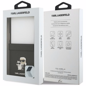 Musta Karl Lagerfeld Saffiano Karl & Choupette Pin -suojakuori Samsung Galaxy Z Flip8 -puhelimelle