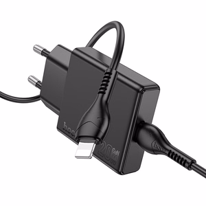 Puhelinlaturi Hoco Slim USB C QC PD 20W + kaapeli USB C - Lightning N37 musta