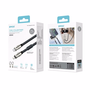 BWOO hihnakaapeli USB-C - Lightning 0.3m 27W hihnalla