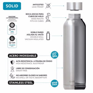 Quokka Solid ruostumattomasta teräksestä valmistettu termospullo, 510 ml, Jet Black