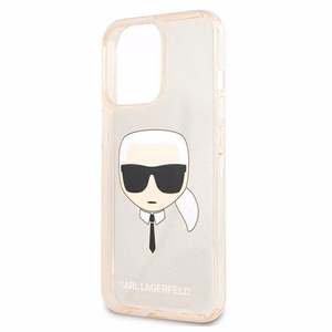 Karl Lagerfeld Glitter Karl's Head kotelo iPhone 13 Pro / iPhone 13 - kultainen