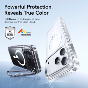 ESR Classic Hybrid Kickstand MagSafe Suojakuori iPhone 17 Pro Max:lle - Kirkas